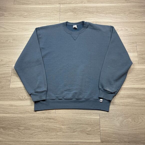 Vintage Russell Athletic Sweatshirt Mens Large Blue 90s Crewneck Blank - Picture 1 of 12